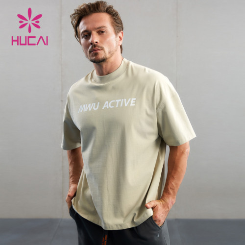 HUCAI Private Label 100% Cotton T Shirts Heavy knitted fabrics Factory Manufacturer