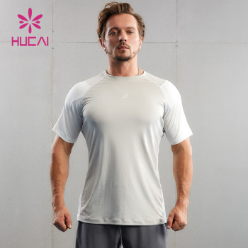 HUCAI Private Label Gym Shirts 4 Needles 6 Threads Stitching Sports Tee Manufacturer
