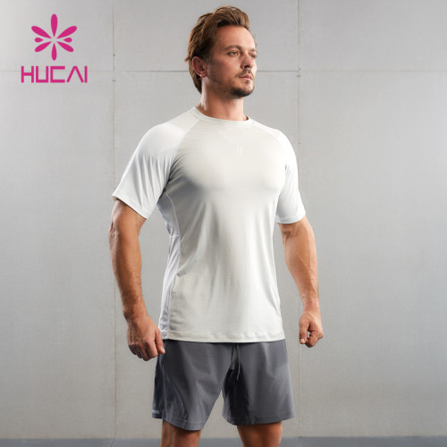 HUCAI Private Label Gym Shirts 4 Needles 6 Threads Stitching Sports Tee Manufacturer