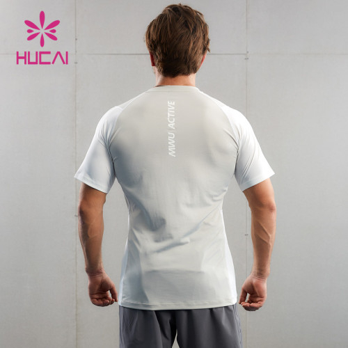 HUCAI Private Label Gym Shirts 4 Needles 6 Threads Stitching Sports Tee Manufacturer