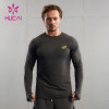 HUCAI ODM Sports Long-sleeved Thumb Hole Round Neck Quick Dry T Shirts Factory