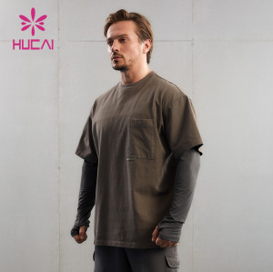 HUCAI OEM Sports Printing Shirts Gym Heavy Weight Washed Tee Manufacturer