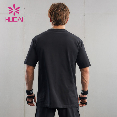 HUCAI Private Label Sports Washed Shirts Puff Screen Printing Tee Manufacturer