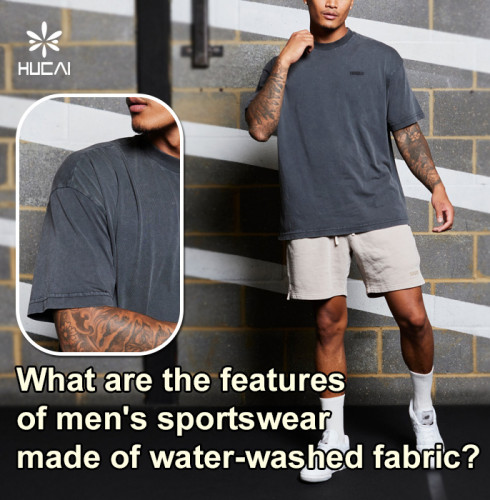 What are the features of men's sportswear made from washed fabrics?
