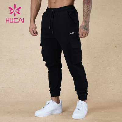 HUCAI ODM Gym Sweatpants Pure Color Fabric Screen Printing Drawstring Joggers Supplier