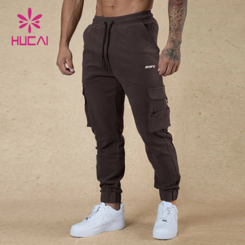 HUCAI ODM Gym Sweatpants Pure Color Fabric Screen Printing Drawstring Joggers Supplier