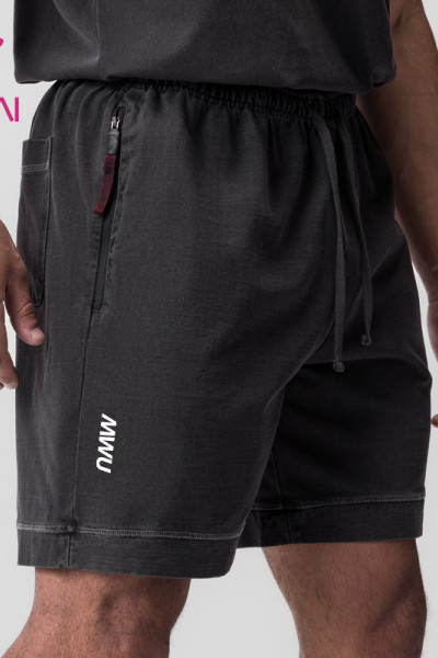 HUCAI Custom Fadded Colors Mens Drawstring Sports Shorts With Zipper Pocket Manufacturer
