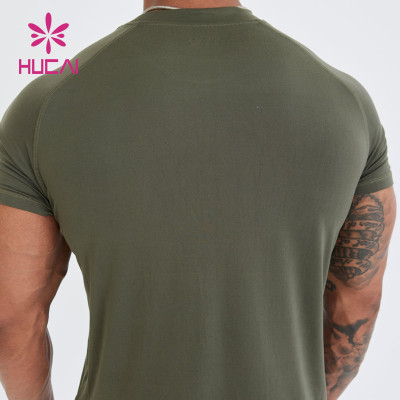 HUCAI Custom Men Yoga Gym Fashion T Shirts Body Fit Sportswear China Private Brand