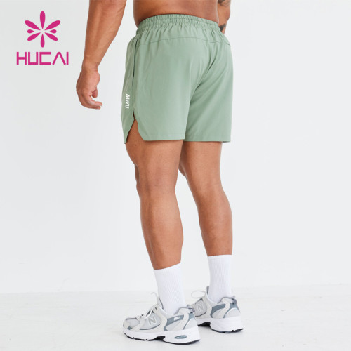 HUCAI New Design Mens Drawstring Slit Bottoms Sports Shorts Factory Manufacturer