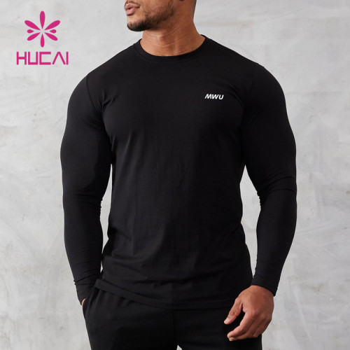 HUCAI Fashionable Compression Gym Fashion Fit T Shirts Mens Long Sleeve China Manufacturer