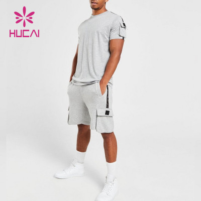 HUCAI Fashionable Mens Large Unique Pockets Cotton Sports Shorts China Clothes Factory