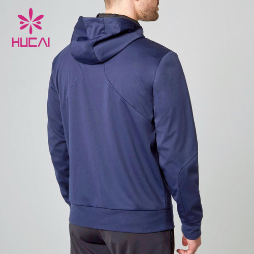 HUCAI New Design Logo Gray Wear Pig Nose Buckle Men Jacket With Hat China Manufacturer