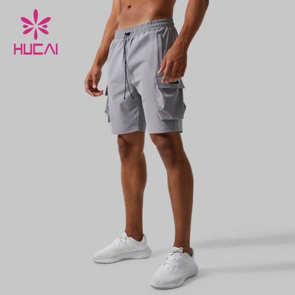 HUCAI High Quality Mens Drawstring Sports Shorts With Large Pocket Factory Manufacturer