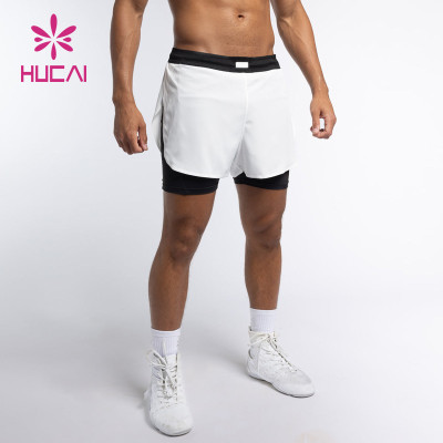 HUCAI New Design Mens Slit Bottoms 2 In 1 Sports Drawstring Shorts Factory China