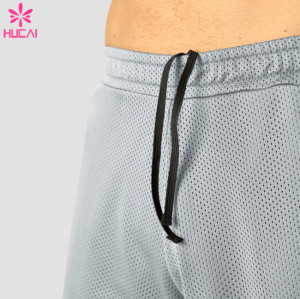 HUCAI OEM Mens Mesh Fabric Sports Shorts With Drawstring Inside Factory Manufacturer