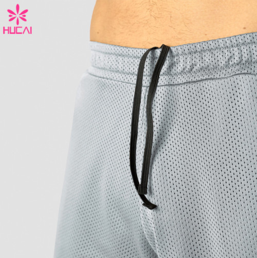 HUCAI OEM Mens Mesh Fabric Sports Shorts With Drawstring Inside Factory Manufacturer