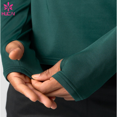 HUCAI Premium Quality Gym Sweatshirts 1/4 Zipper Thumb Slit Hoodies China Manufacturer