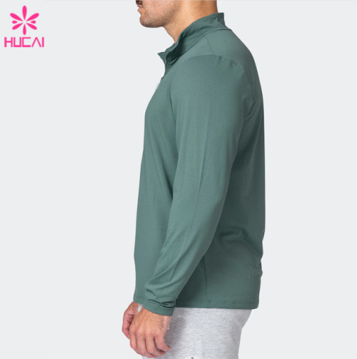 HUCAI Fashionable Leisure Gym Breathable Fit T Shirts Mens Long Sleeve China Manufacturer