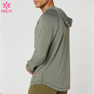 HUCAI Fashionable Performance Gym Leisure Shirts Mens Long Sleeve China Manufacturer