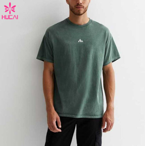 HUCAI OEM ODM Private Label Sport T-shirts Oversized Screen Printed Cotton Tee
