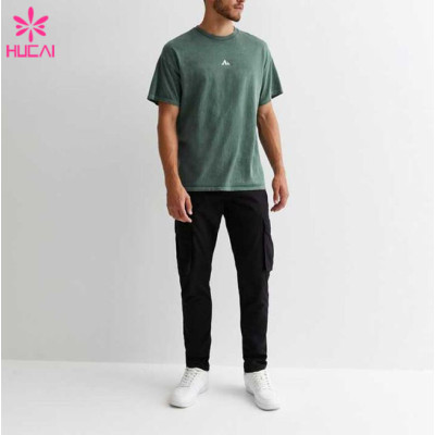 HUCAI OEM ODM Private Label Sport T-shirts Oversized Screen Printed Cotton Tee