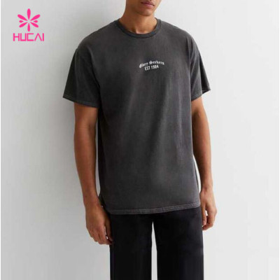 HUCAI OEM ODM Running Sport T-shirts Oversized Screen Printed Cotton Tee