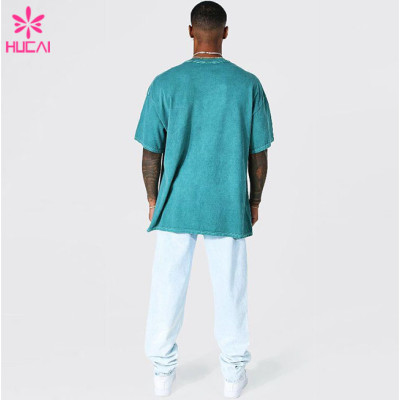 HUCAI Customized Sport T-shirts Oversized Screen Printed Fit Cotton Tee