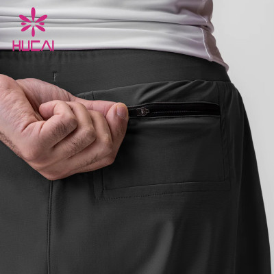 HUCAI Custom Mens 2 in 1 Shorts Drawstring Back Patch Pocket Sportswear Supplier