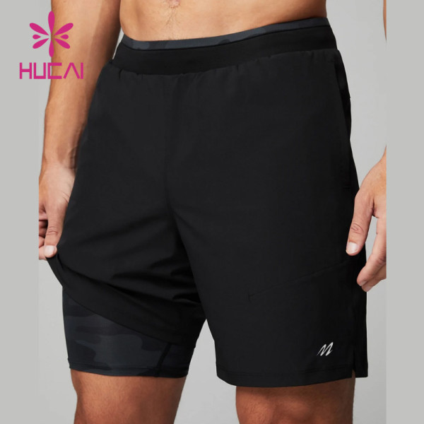 HUCAI ODM Fitness Shorts Quick-Drying Digital Printing 2 in 1 Workoutwear Supplier