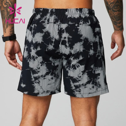 HUCAI Custom Gym Shorts Digital Printing 2 in 1 OEM Fitness Clothes Factory