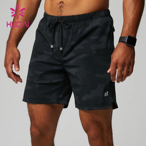 HUCAI Custom Fitness Shorts Mens Camo Digital Printing OEM Gym Wear Manufacturer