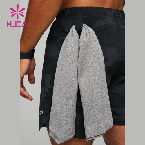 HUCAI Custom Fitness Shorts Mens Camo Digital Printing OEM Gym Wear Manufacturer
