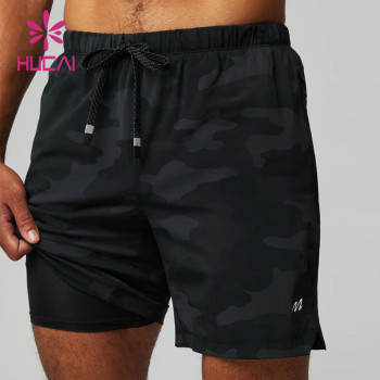 HUCAI Custom Fitness Shorts Mens Camo Digital Printing OEM Gym Wear Manufacturer