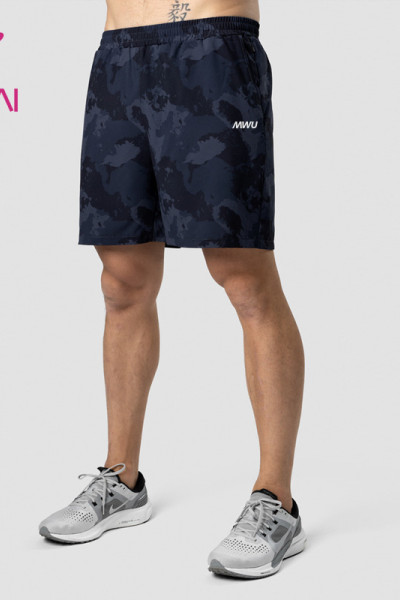 HUCAI ODM Camo Printing Shorts Fitness Zippers Pocket Private Label Spandex Gym Wear