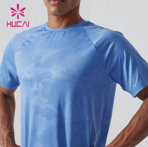 HUCAI Custom Men Gym T Shirts Camo Digital Printing Body Fit Sportswear Factory