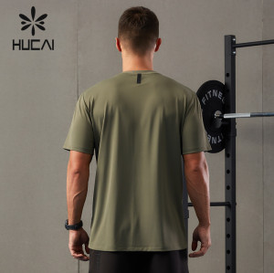 HUCAI OEM Mens Gym T Shirts Beaded Fabric Cooling Sensation Sportswear Factory