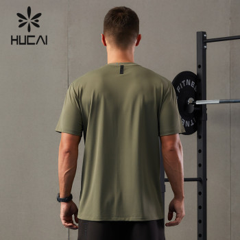 HUCAI OEM Mens Gym T Shirts Beaded Fabric Cooling Sensation Sportswear Factory
