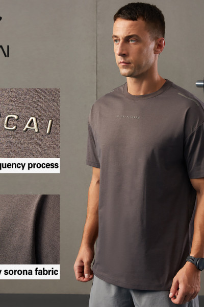 HUCAI Custom Mens Sports Shirts Sonoma Anti Bacterial Fabric Gymwear Factory
