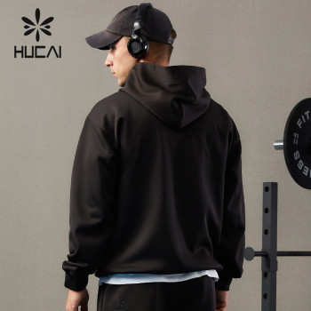 HUCAI Custom Mens Sports Hoodies Silicone Printing Gymwear Manufacturer