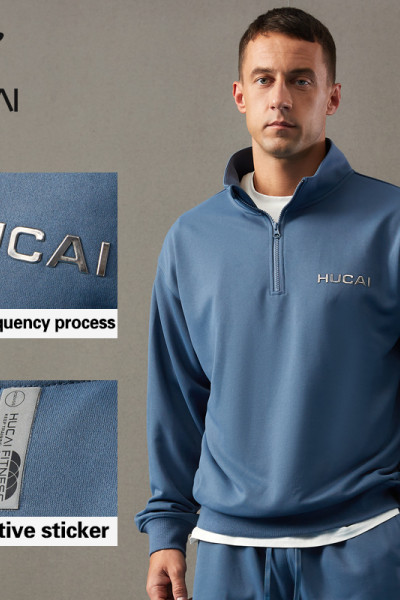HUCAI Mens Fitness Hoodies 3D High-frequency Process Custom Gymwear Manufacturer