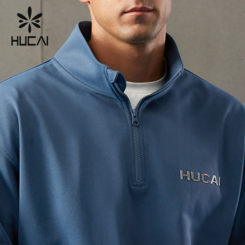 HUCAI Mens Fitness Hoodies 3D High-frequency Process Custom Gymwear Manufacturer