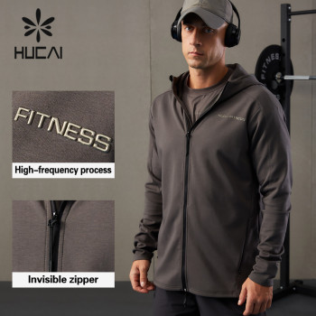 HUCAI ODM Jackets Air Layer Fabric High-frequency Process Custom Mens Hoodies