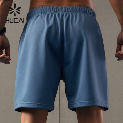 HUCAI OEM Mens Gym Shorts 3D High-frequency Process 100% Polyester Sportswear