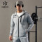 HUCAI ODM Fitness Jackets Air Layer Fabric Invisible Zipper Custom Mens Hoodies