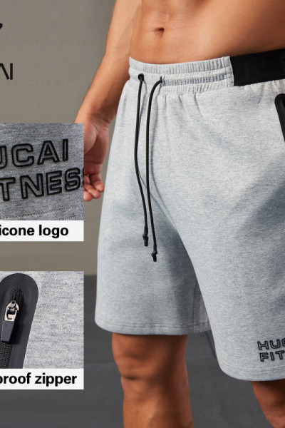 HUCAI ODM Sports Shorts Air-layer Fabric Waterproof Zipper Silicone Sportswear