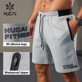 HUCAI ODM Sports Shorts Air-layer Fabric Waterproof Zipper Silicone Sportswear