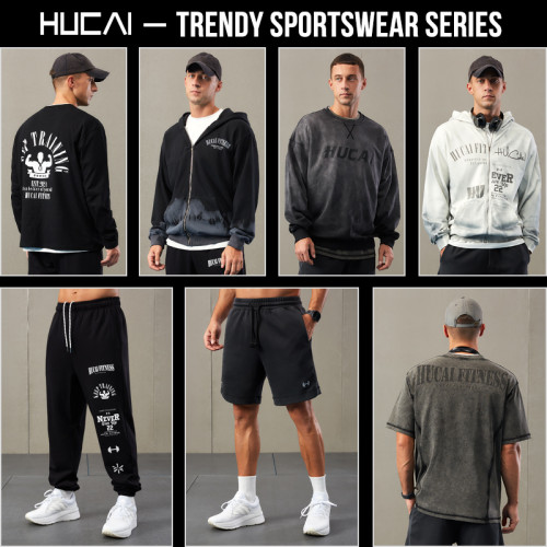 HUCAI OEM Mens Sports Joggers Sorona Fabric Screen Printing Sweat Pants Factory