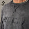HUCAI Fitness Bleach Washed Sweatshirts Gradation Process Mens Gym Shirts ODM