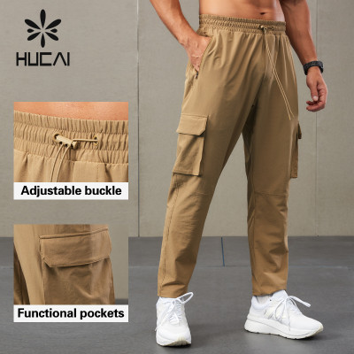 HUCAI OEM Mens Sports Joggers Quick Drying Adjustable Buckle Sweat Pants Factory