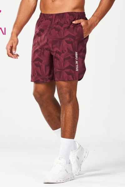 HUCAI ODM Mens Fitness Shorts 5 Inch Sublimation Print Mens Gymwear OEM Seivice
